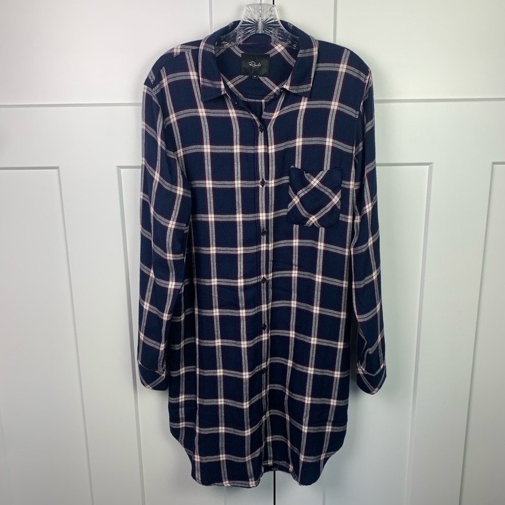 Rails MEDIUM Bianca Plaid Flannel Long Sleeve Button Down Collared Shirt Dress